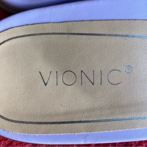 VIONIC Sz 8 Demi Embossed Snake Print Slide On Lavender Colour Way Slides  Mules - Picture 6 of 12